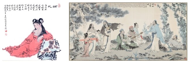左より、《女媧補天》《竹林七賢図》 左より、《女媧補天》《竹林七賢図》