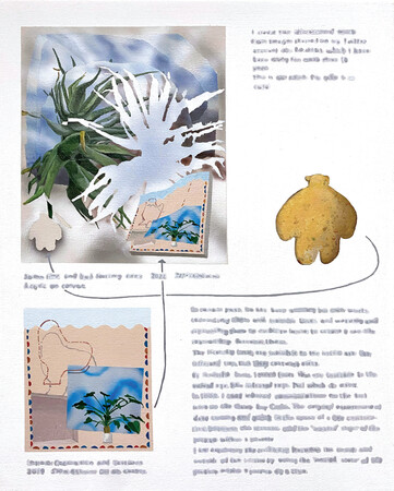 山崎 愛彦　『A note about nesting（3）』　キャンバス、アクリル絵具　41.0×31.8cm 　2022年