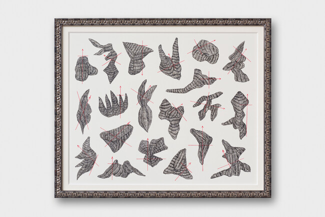 野原 万里絵　『方角を示す形』　紙、アクリル絵具　36.7×44.2cm （額縁込み）　2022年 photo 増田好郎