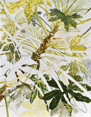 濱口 綾乃　『buttoned up wrong!』　キャンバス、油彩　116.7×91.0cm　2023年