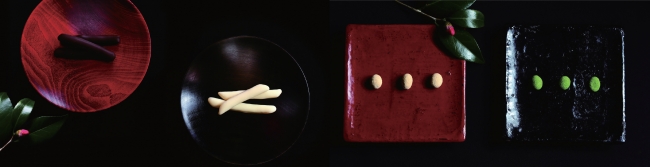 心よせ　イメージ 　左から柚子（ダーク）、柚子（ホワイト）、黒豆きな、黒豆抹茶