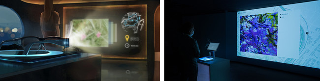 左：元となった「妄想プロジェクト」でのアイデアビジュアライズ　右：実現したSHUTTER Glass実機