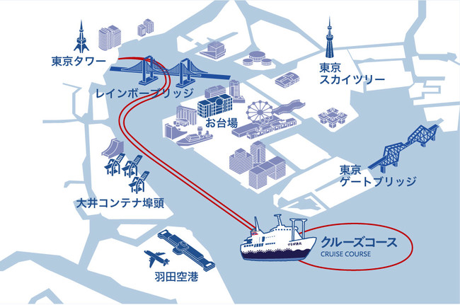 東京湾納涼船のクルーズルート