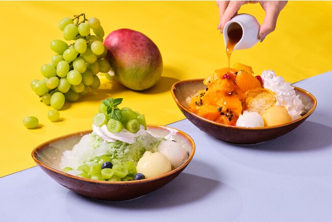 シャインマスカット かき氷 糀みつシロップ(左)/マンゴー かき氷 糀みつシロップ(右) シャインマスカット かき氷 糀みつシロップ(左)/マンゴー かき氷 糀みつシロップ(右)