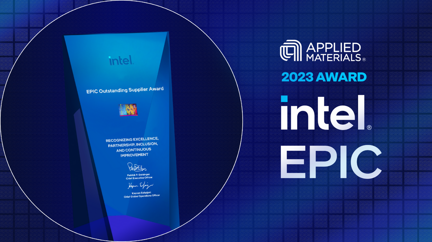 アプライド マテリアルズ インテルコーポレーションの2023年EPICアウトスタンディング・サプライヤー賞を受賞 サプライヤー・ダイバーシティ