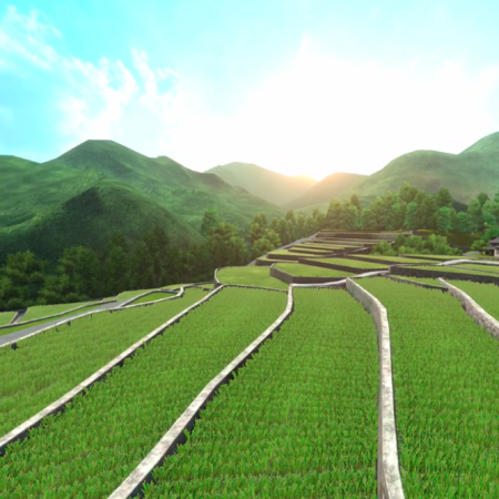 VR空間で見られる竹地区の棚田の風景