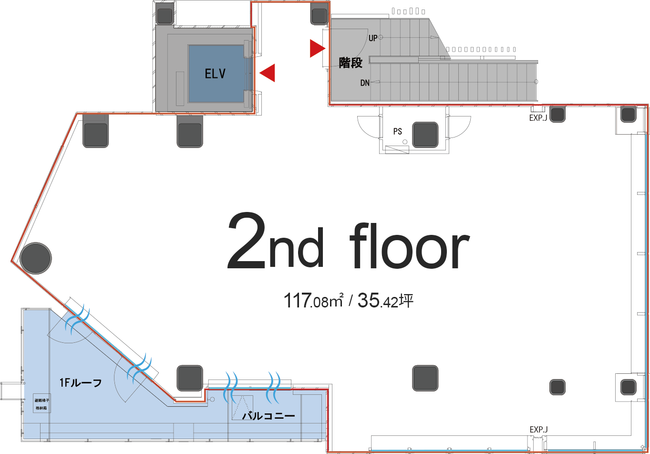 2階プラン図（117.08平米 35.42坪）