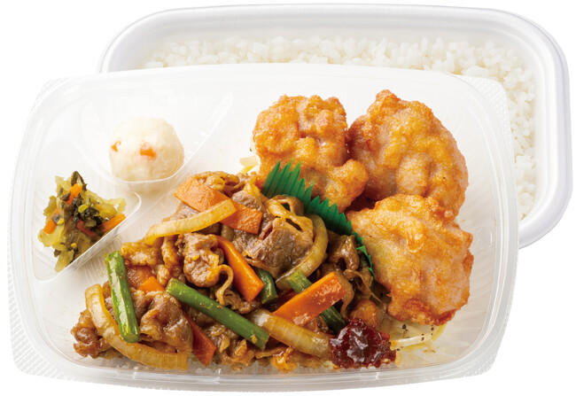 カルビ焼肉＆から揚弁当　 820円