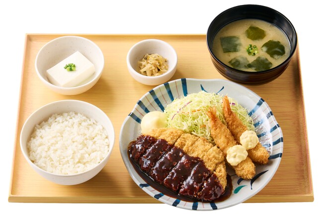 ～名古屋の味～味噌かつとエビフライの定食　1,090円