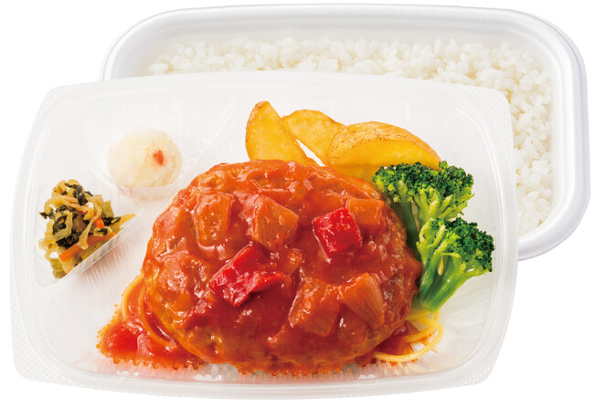 ラタトゥイユ仕立て ごろっと野菜のトマトソースハンバーグ弁当 730円 ラタトゥイユ仕立て ごろっと野菜のトマトソースハンバーグ弁当 730円