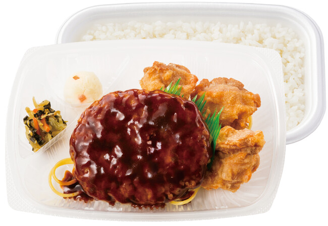 よくばりコンビ デミグラスハンバーグ&から揚弁当 850円 よくばりコンビ デミグラスハンバーグ&から揚弁当 850円