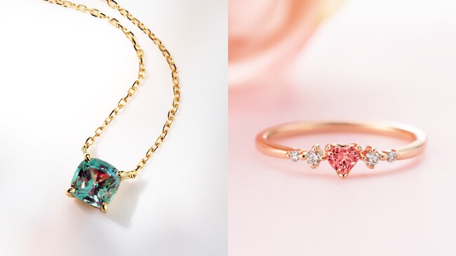 京セラの人工宝石、アレキサンドライトやサファイアを使ったジュエリー