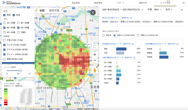 地域ごとの昼間人口・夜間人口把握