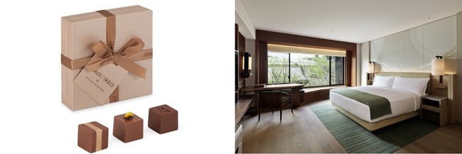 （左）ARMANIチョコレートボックス　（右）客室「ガーデンルーム」