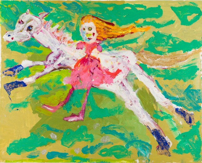 岡安聖美　《馬と人形》　 制作年不明　727×910mm 油絵具・キャンバス