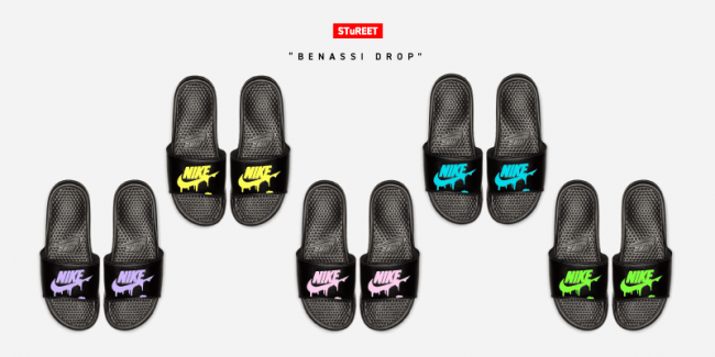 Nikeのベナッシをベースにカスタマイズを施した Benassi Drop Stone から 鮮やかなトロピカルカラーを使用した新色が発売 株式会社tripod Companyのプレスリリース