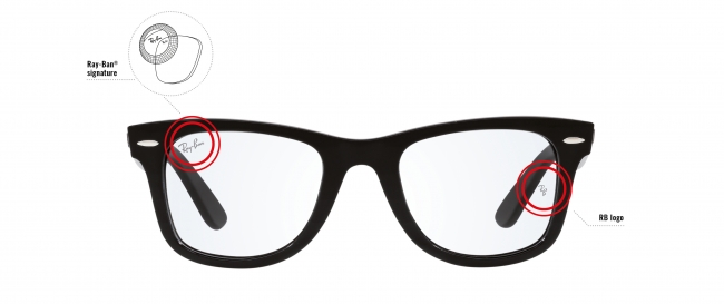 シグネチャー（ロゴ） お客様の視力に合わせたレンズを入れることができ、度付きであってもレンズに本物である証の“Ray-Ban”のシグネチャーが入ります。