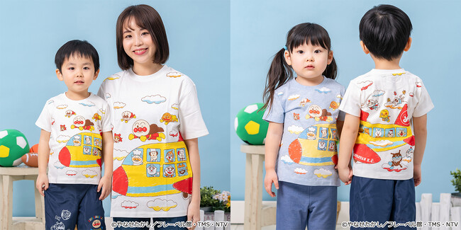 親子で楽しめる！アンパンマンやなかまたちがデザインされたペアTシャツが登場！どんぶりの蓋がめくれて美味しそうな中身が見えるどんぶりまんトリオTシャツも♪  | めざましmedia