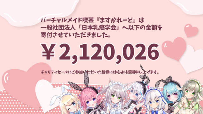 Vtuber バーチャルメイド喫茶 ますかれーど が 国民が安心できる乳がん診療を提供する 日本乳癌学会 への寄付を実施 株式会社オクトーバーのプレスリリース