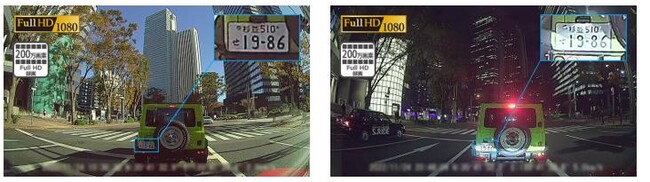 【HDカメラでの撮影イメージ　（昼間(左)と夜間(右）】