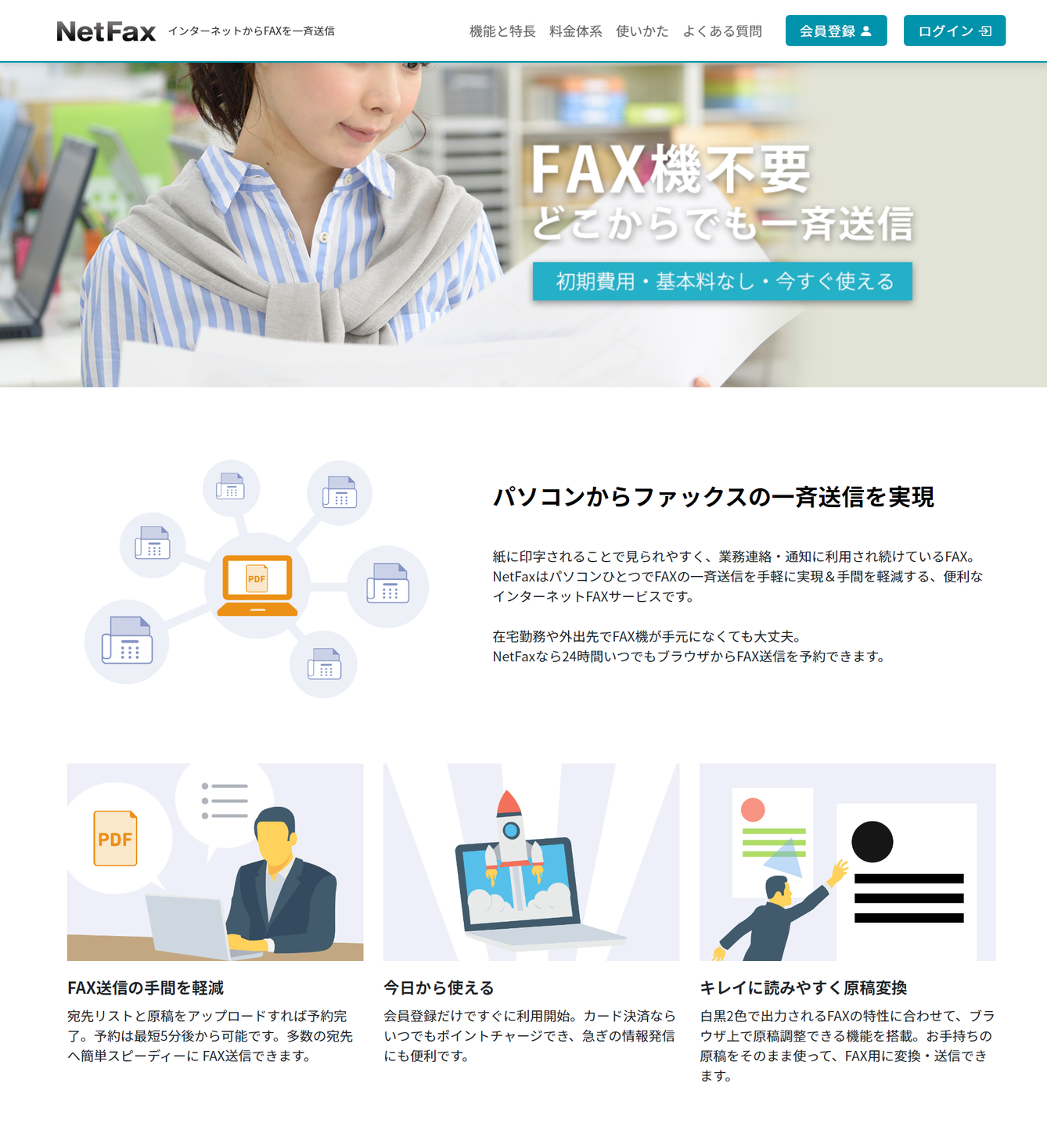 使った分だけ翌月お得！「NetFax(ネットファックス)」FAX送信の