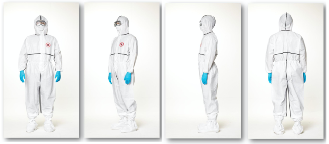 一体型防護服セット商品写真　※ゴーグル、マスク、グローブは本セットに含まれません