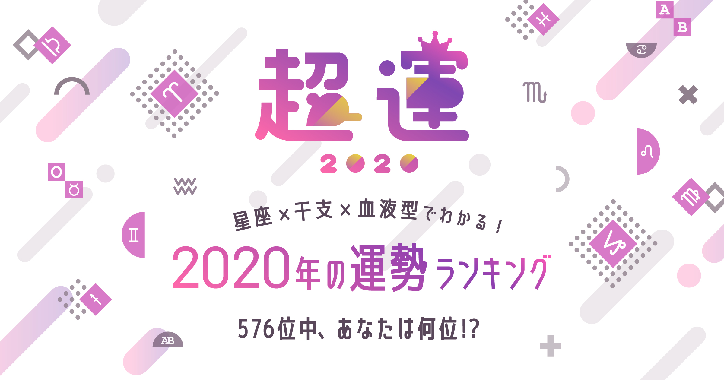 今年で10年目 毎年恒例 星座 干支 血液型でわかる運勢ランキング 超運2020 発表 株式会社ザッパラスのプレスリリース