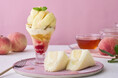 【Afternoon Tea】白桃パフェとフルーツサンドが楽しめる「白桃づくしのスイーツプレート」や、まるごと白桃のミルフィーユを店舗限定で発売
