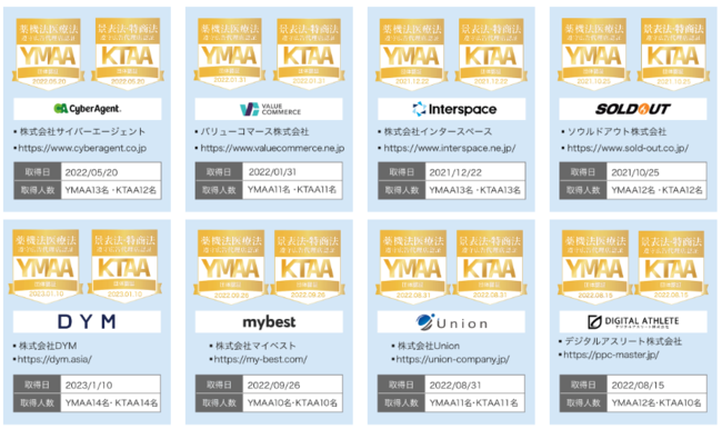 YMAA.KTAA団体認証マーク取得企業一覧 YMAA.KTAA団体認証マーク取得企業一覧