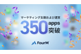 フォーエム、マーケティング支援および運営を行うモバイルアプリ数が350を突破