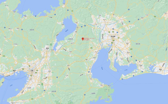 赤いピンの位置が奥永源寺地域です。