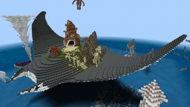 Minecraftゲーム内ストアに新参画クリエイターによる作品 Giant Ocean Creatures 空を泳ぐ島 を出品 Straight Press ストレートプレス