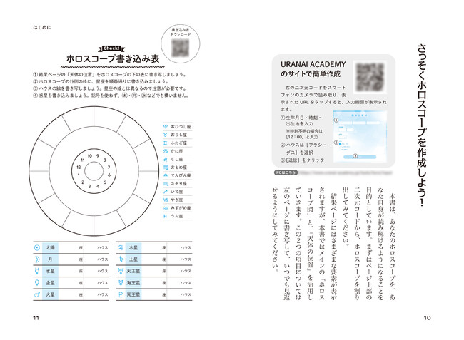 本文の二次元コードからすぐにホロスコープを表示できます