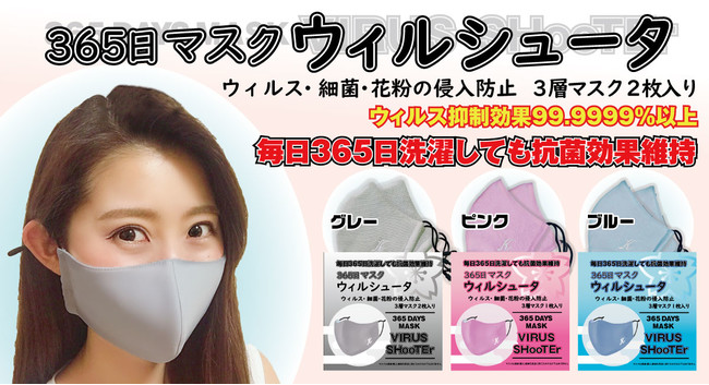 マスクによる肌荒れ 乾燥 蒸れ 炎症対策 365回洗える抗菌マスク 365日マスク ウィルシュータ 大好評で追加販売決定 宏福商事合同会社のプレスリリース