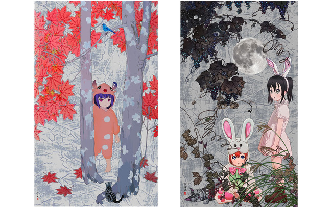 「Japanesque」シリーズ映像作品のイメージ。右から《Favorite place - Reindeer》《Seasonal Revolutions - Harvest moon》
