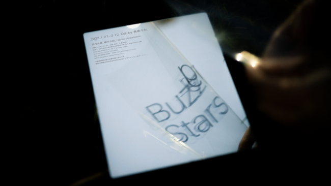 「Buzzing stars」展メインビジュアル(フライヤーデザイン:八木弊二郎、写真:岡口巽) 「Buzzing stars」展メインビジュアル(フライヤーデザイン:八木弊二郎、写真:岡口巽)