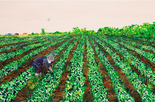 弓指寛治「イモ畑で雑草を抜く」 ©Kanji Yumisashi “Pull out weeds in the potato field” 2021