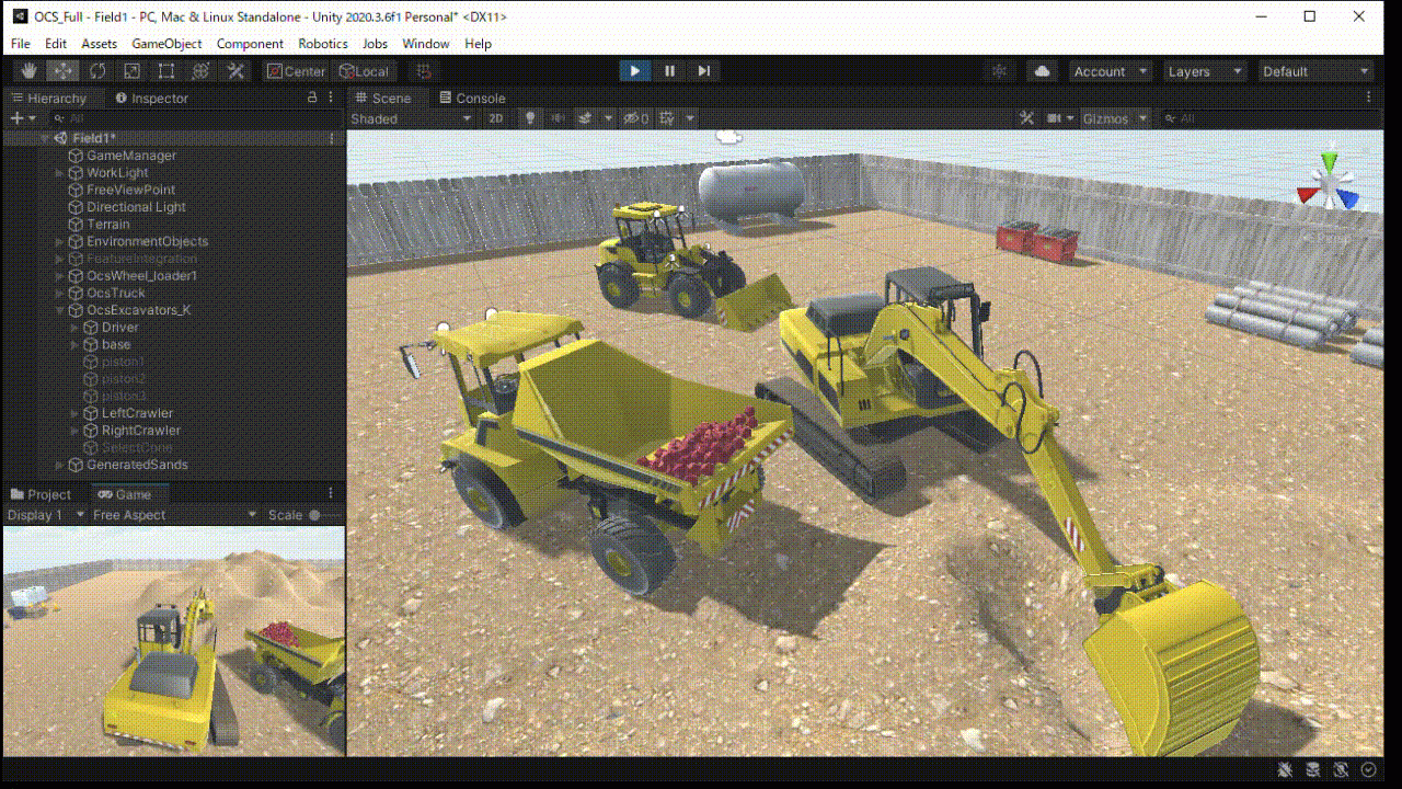 Open Construction Simulator 開発画面イメージ。