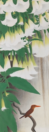 田中一村「白花と赤翡翠」昭和42年（1967）岡田美術館蔵 (C)2017 Hiroshi Niiyama