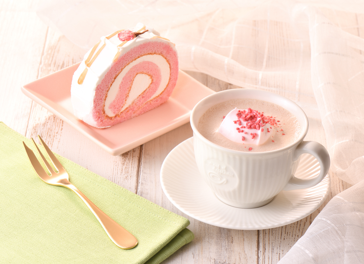 カフェ ド クリエ ひと足早い春の訪れ さくらのミルク紅茶とさくらロールケーキが2月16日に登場 株式会社ポッカクリエイト のプレスリリース