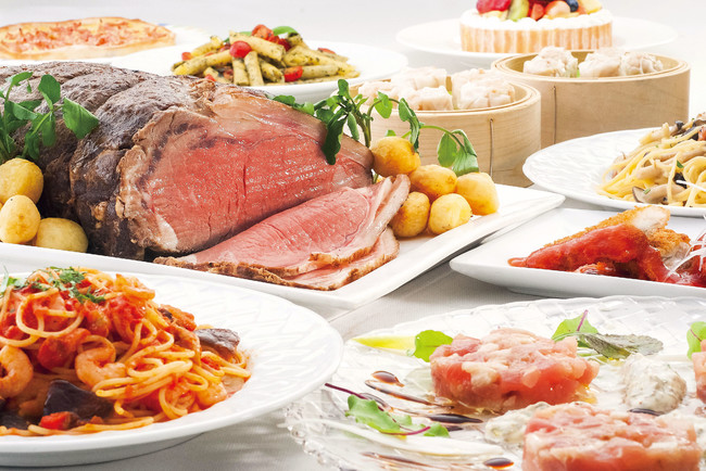 ローストビーフを中心とした洋食・中華・和食・スイーツのブッフェ料理（イメージ）
