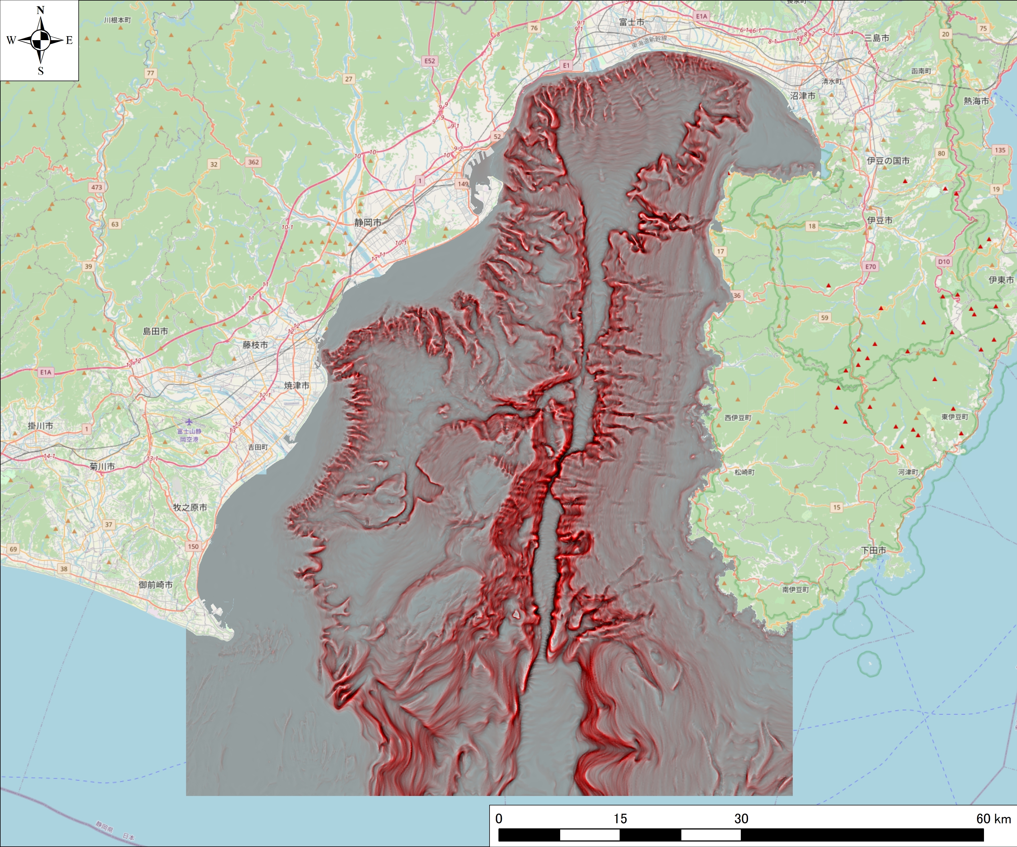深海魚ハンターお待たせ 海底地形マップアプリ 釣りドコ に駿河湾の 深場の赤色立体地図 を追加 アジア航測のプレスリリース