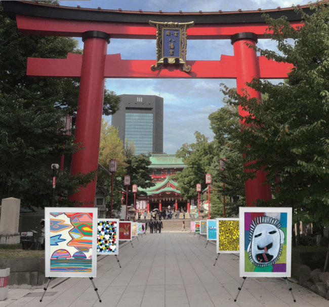 富岡八幡宮参道に設置の街なかアート 富岡八幡宮参道に設置の街なかアート