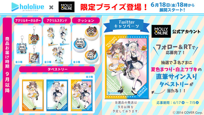 【モーリーオンライン限定】ホロライブコラボ　白上フブキ　タペストリー　アクリル