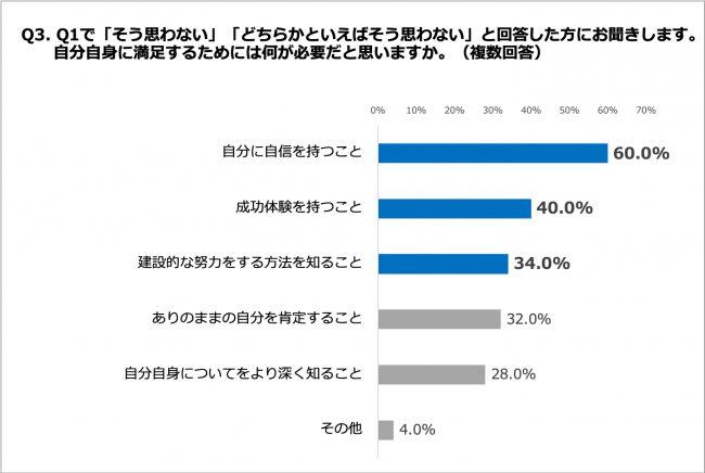 Q3. 自分自身に満足するためには何が必要だと思いますか。