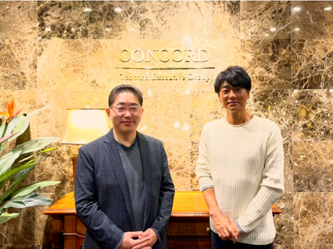 株式会社コンコードエグゼグティブグループ代表取締役CEOの渡辺 秀和氏（左）と当社代表取締役社長武内 大（右）
