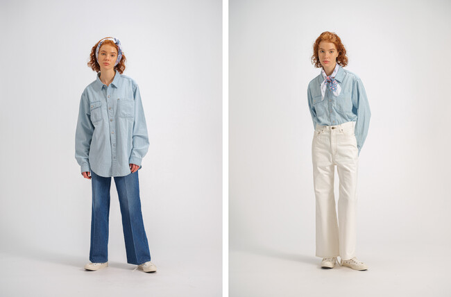 FLARED JEANS　（左）ユーズド （右）ホワイト