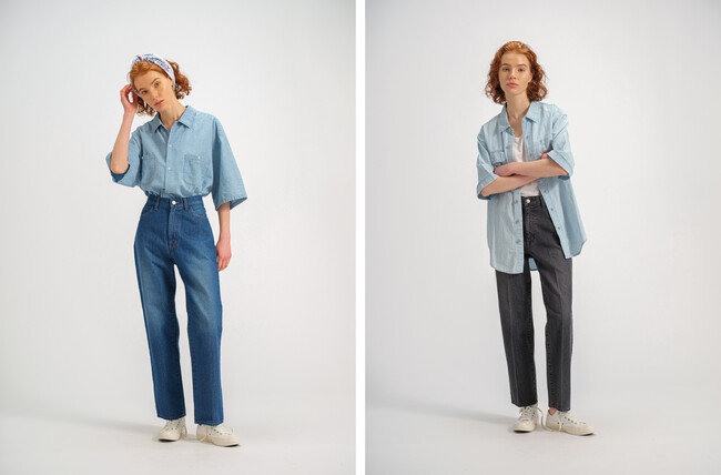 REGULAR JEANS　（左）ユーズド （右）ブラック