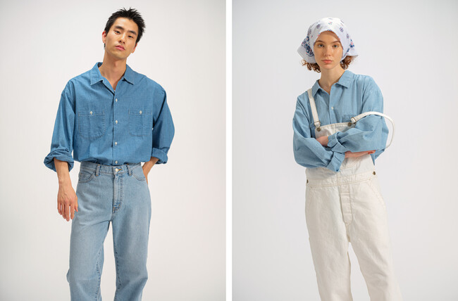 VINTAGE CHAMBRAY SHIRT　（左）ユーズド （右）ライトユーズド