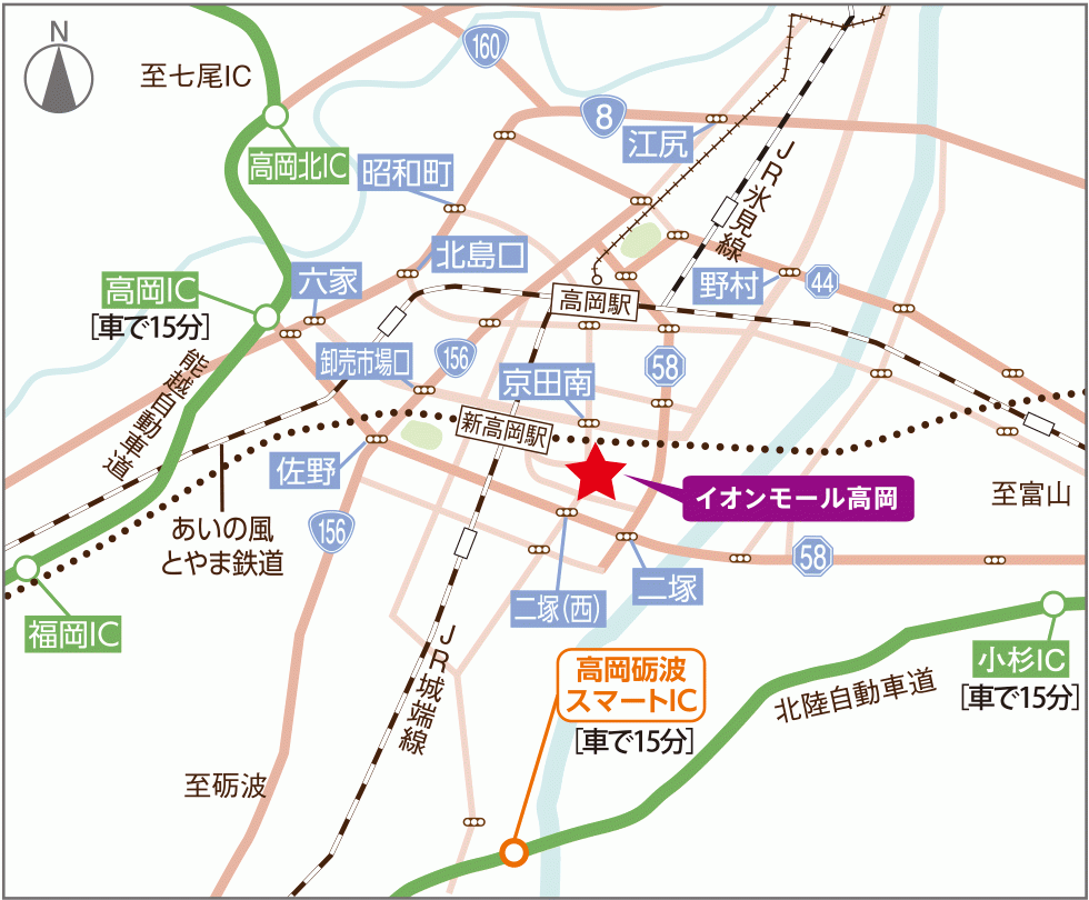 【駅周辺地図】イオンモール高岡ホームページより